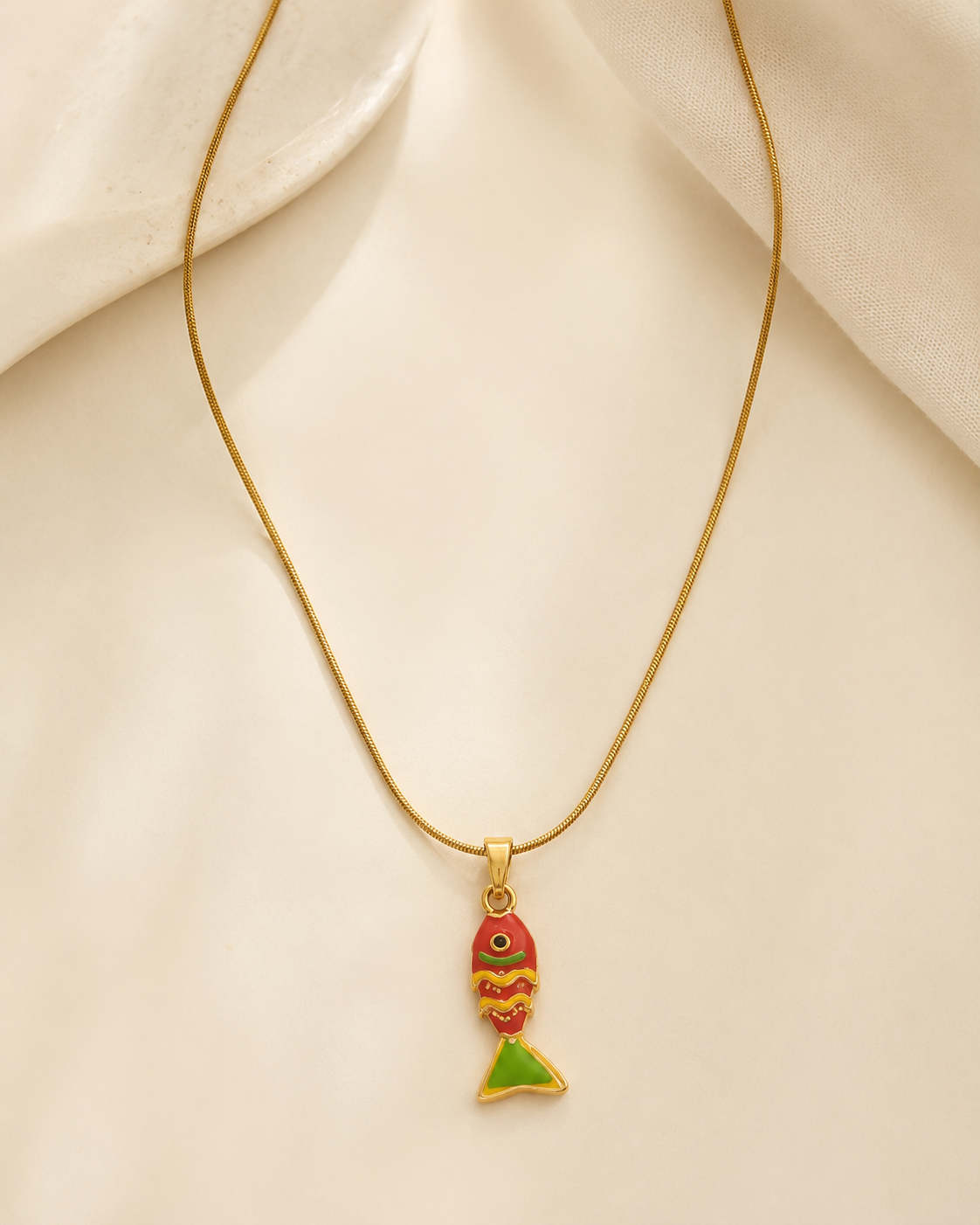 Tropical Fish Enamel Pendant Necklace
