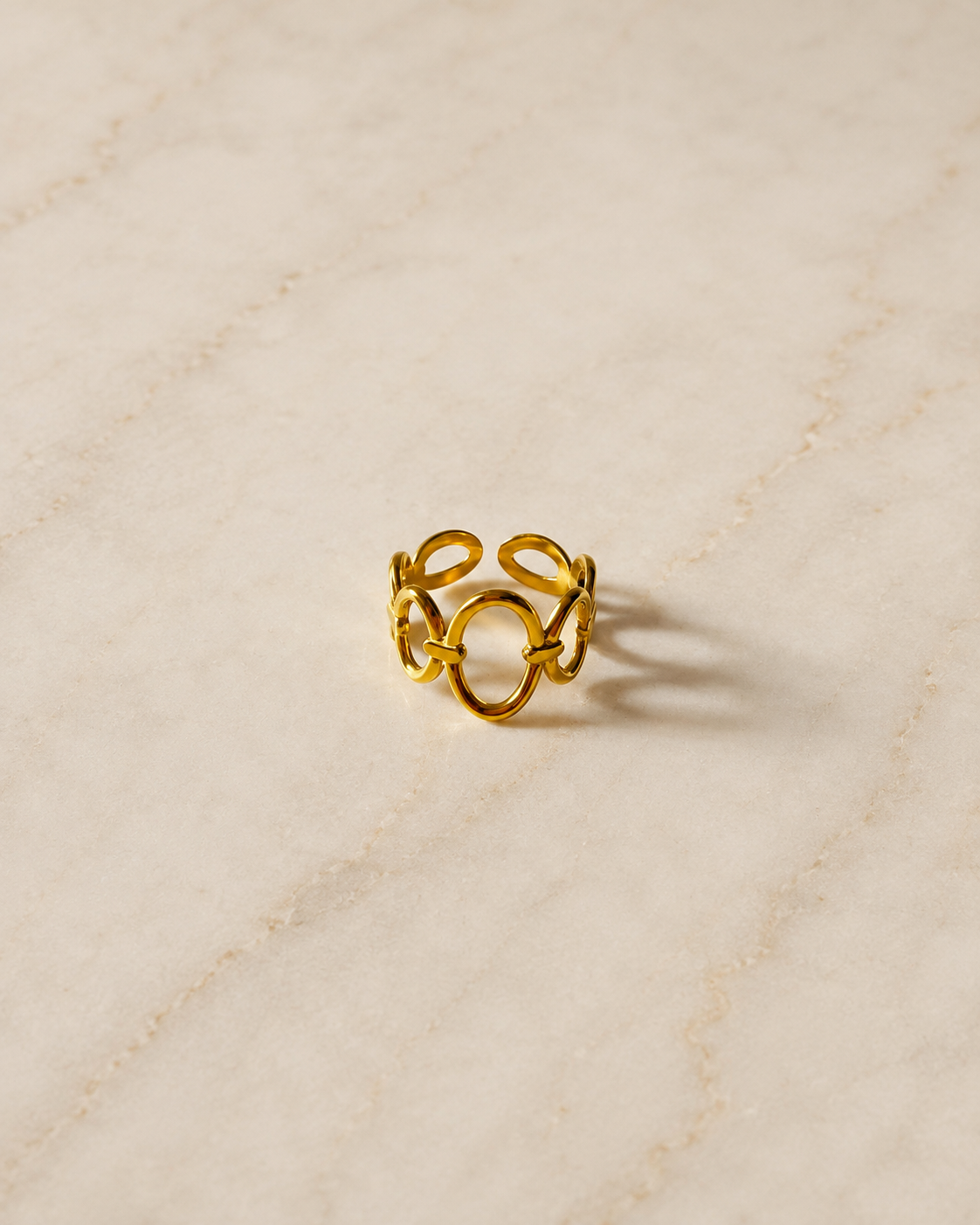 Linked Oval Chain Adjustable Ring