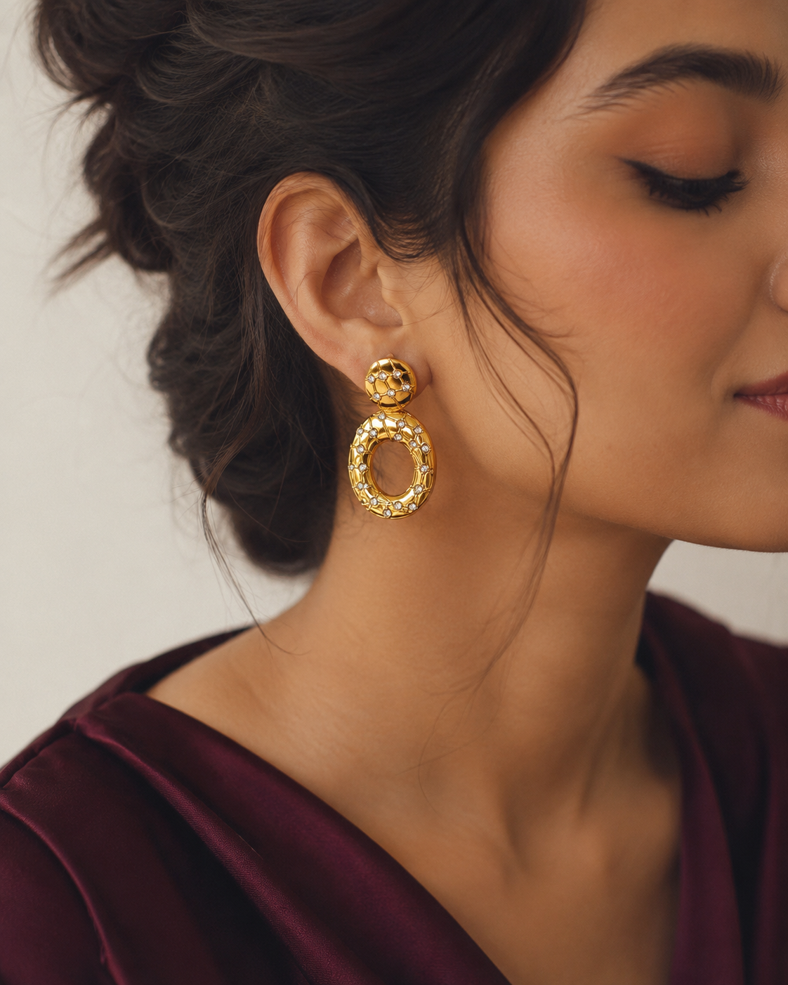 Double Circle Crystal Earrings