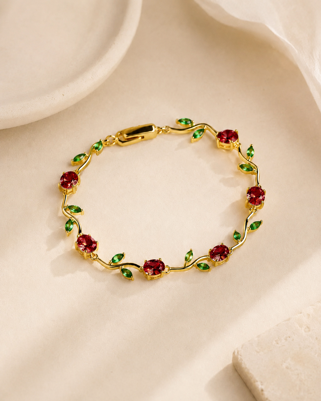 Red and Green Vine Garden Bracelet