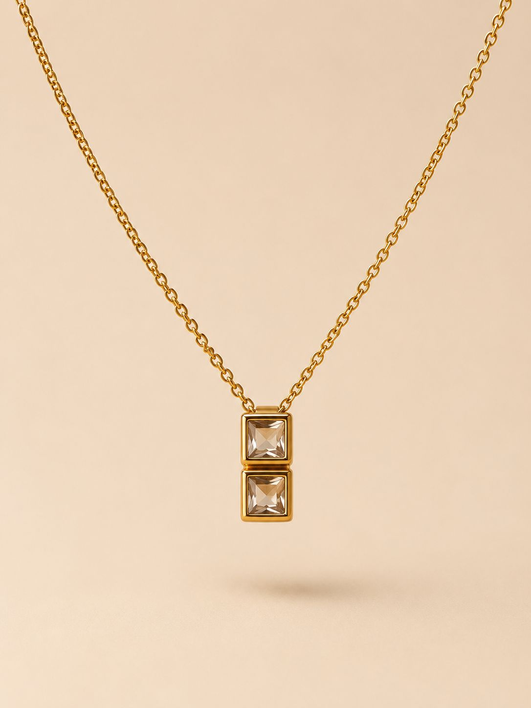 Double Stone Pendant Necklace