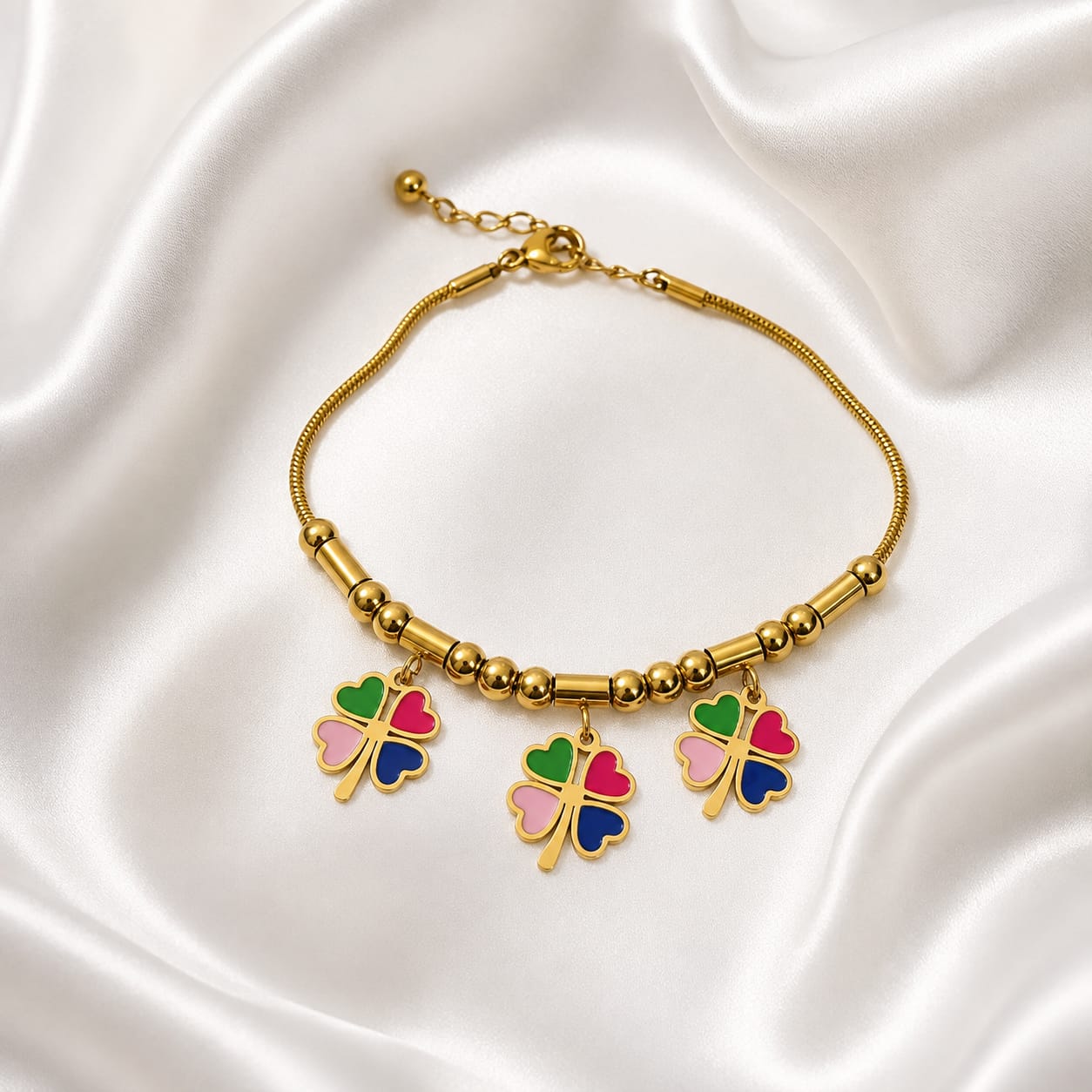 Colorful Clover Charm Bracelet