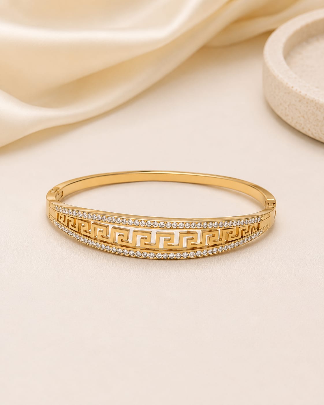 Greek Key Crystal Bangle (Kids Size)