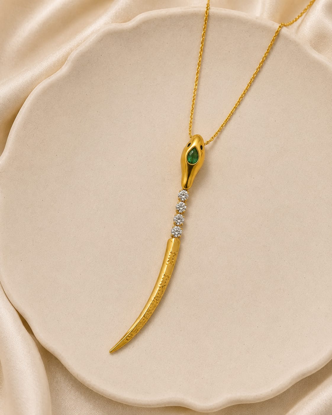 Serpent Fang Crystal Pendant Necklace