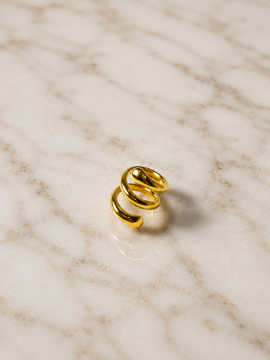 Golden Spiral Wrap Statement Ring