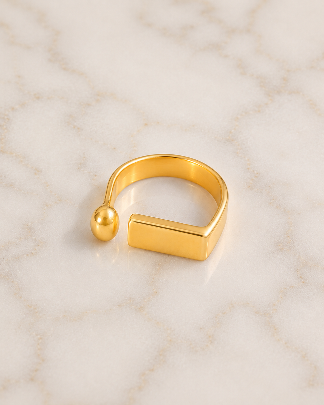 Elegant Golden Geometric Cuff Ring