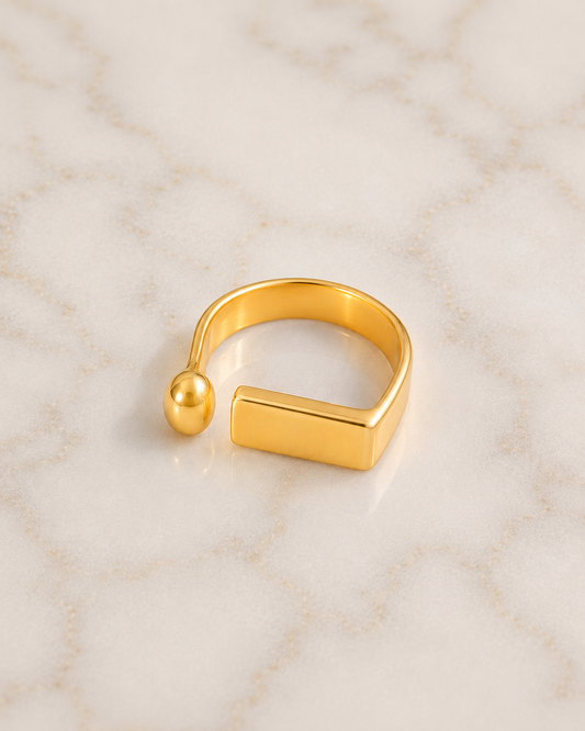 Elegant Golden Geometric Cuff Ring