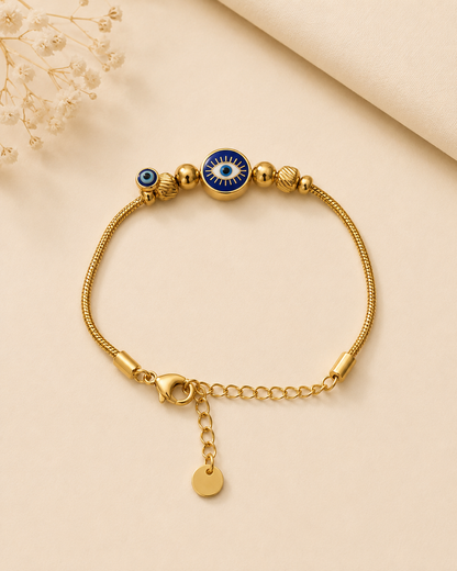 Gold Evil Eye Snake Chain Bracelet