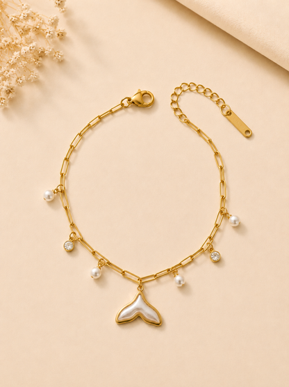 Mermaid Tail Pearl Charm Bracelet