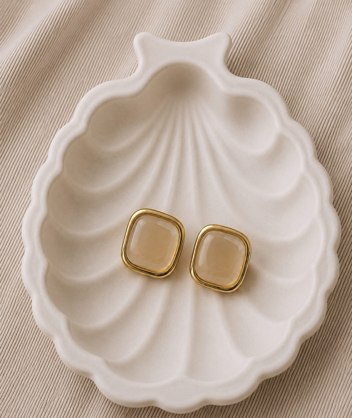 Glass Dome Square Stud Earrings