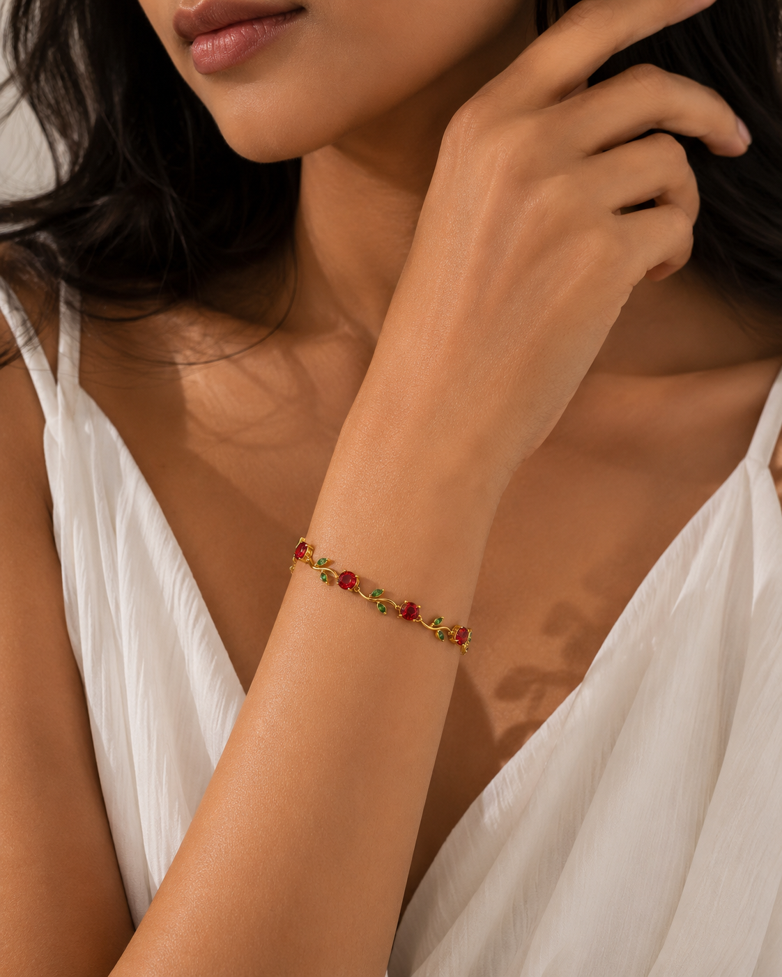 Red and Green Vine Garden Bracelet