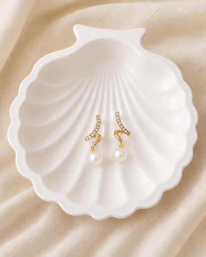 Elegant Twisted Pearl Spiral Earrings