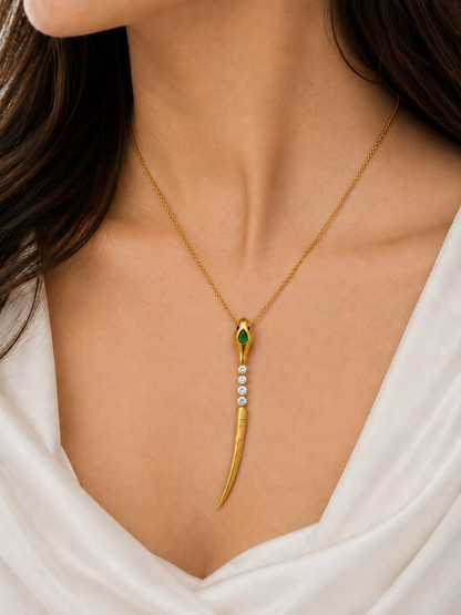 Serpent Fang Crystal Pendant Necklace
