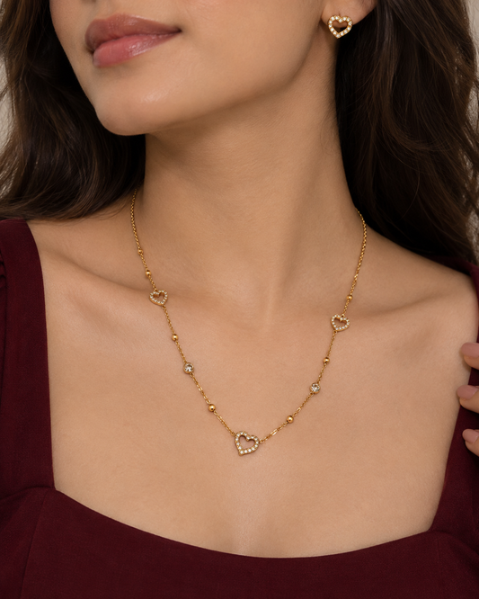 Triple Heart Crystal Jewelry Set