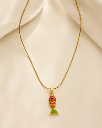 Tropical Fish Enamel Pendant Necklace