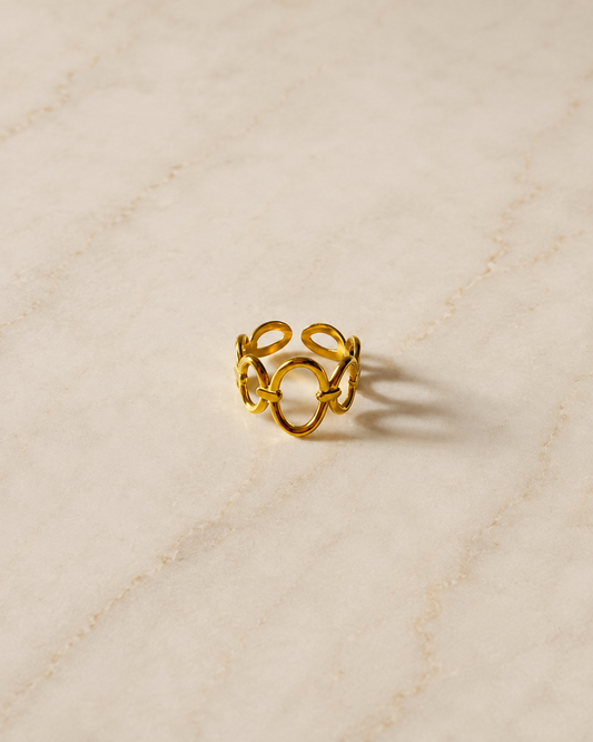 Linked Oval Chain Adjustable Ring