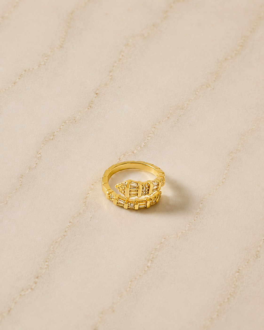 Serpent Baguette Coil Adjustable Ring