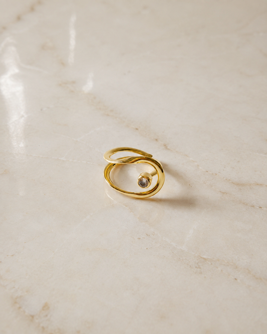 Open Oval Floating Crystal Ring