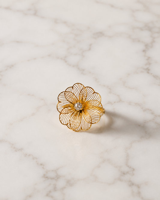Wire Petal Statement Flower Ring
