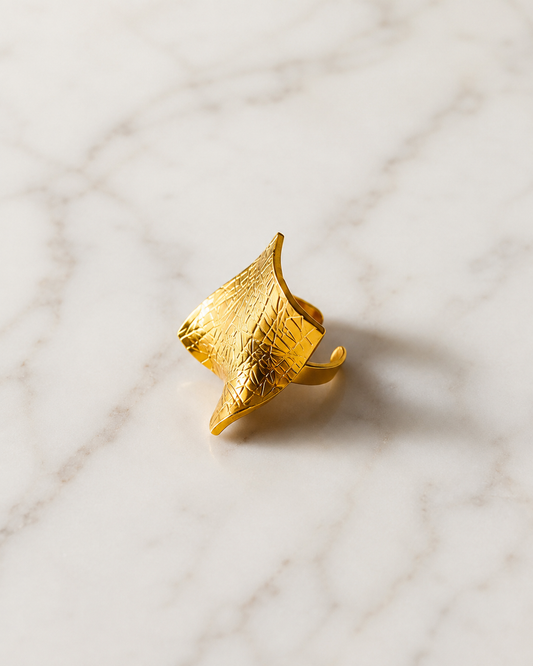 Molten Fold Textured Statement Ring