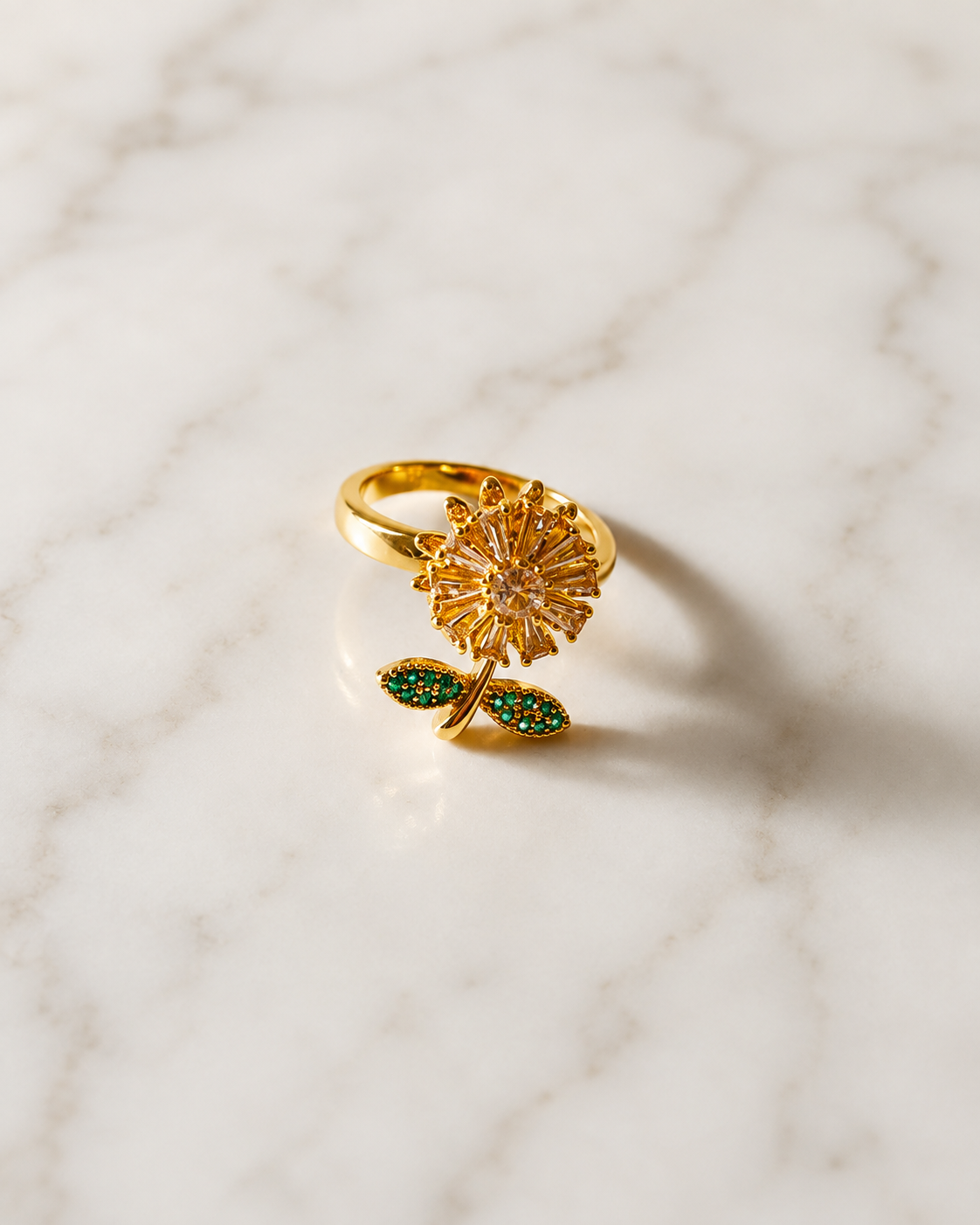 Sunflower Baguette Wrap Rotatable Ring