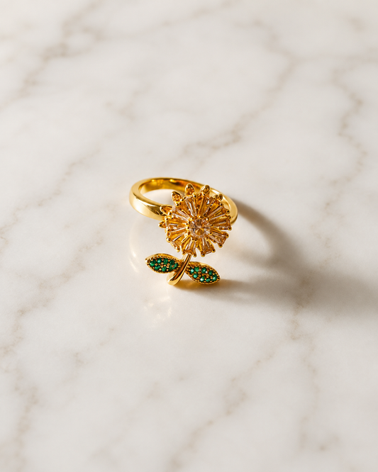 Sunflower Baguette Wrap Rotatable Ring