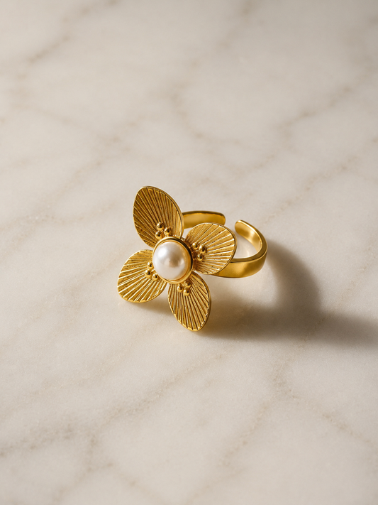 Floral Bloom Pearl Statement Ring