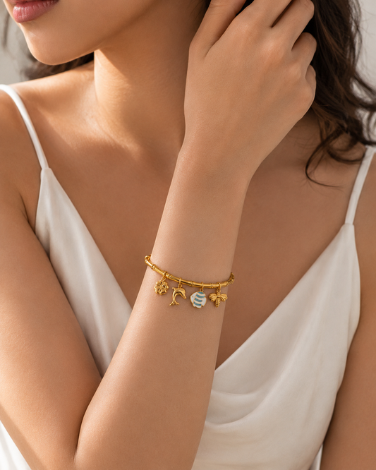 Lucky Ocean Bee Charm Bamboo Bracelet