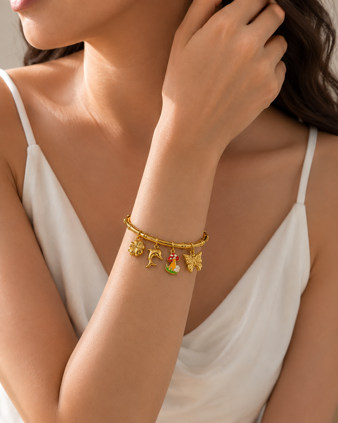 Cute Charms Bamboo Bangle Bracelet