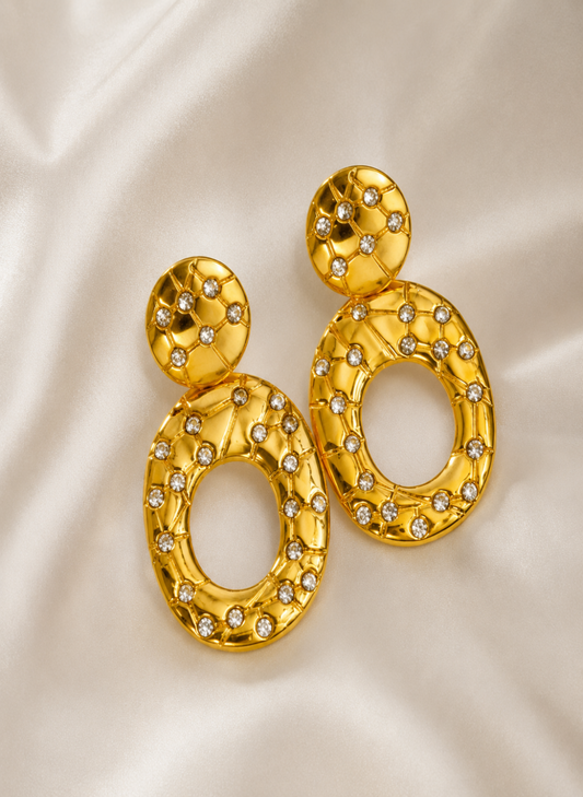 Double Circle Crystal Earrings