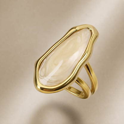 Abstract Oval Pearl Ring
