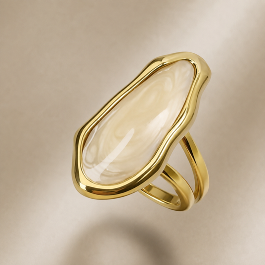 Abstract Oval Pearl Ring
