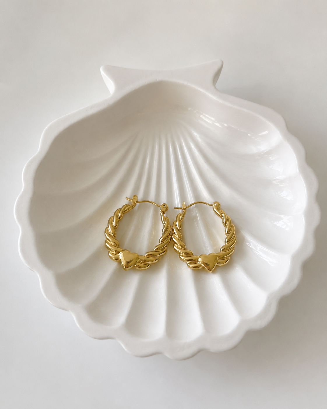Gold Heart Twist Hoops
