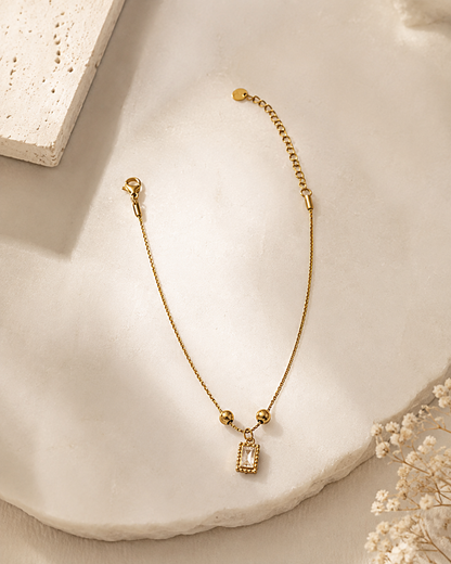 Golden Dainty Crystal Anklet