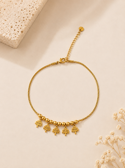 Golden Tree Charm Anklet