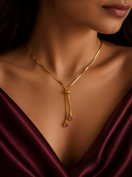 Rose Drop Slider Necklace