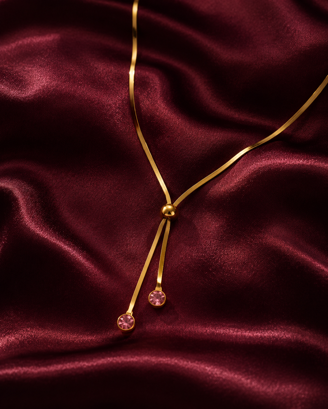 Rose Drop Slider Necklace