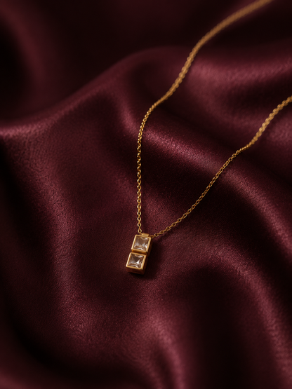 Double Stone Pendant Necklace