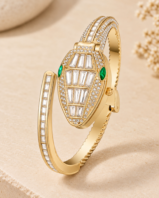 Crystal Serpent Crystal Gold Wrist Watch