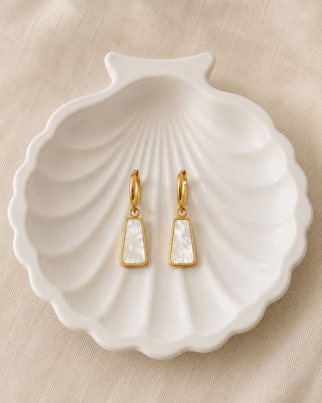 White Marble Inlay Earrings