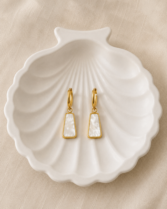 White Marble Inlay Earrings