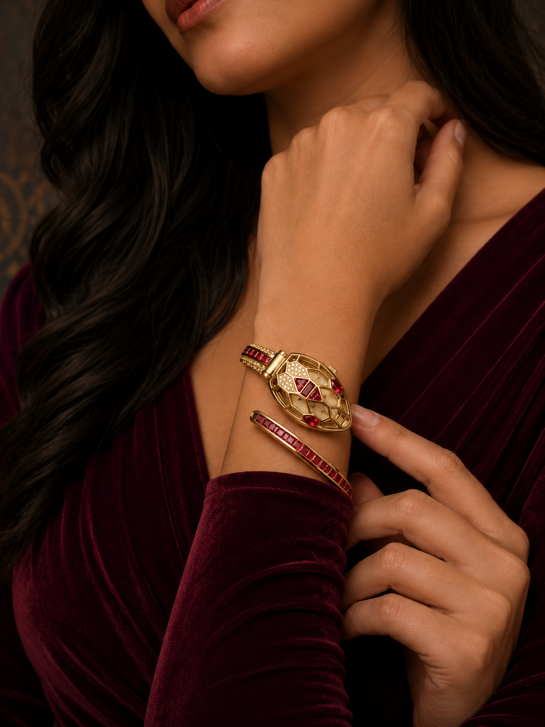 Golden Serpent Crystal Watch