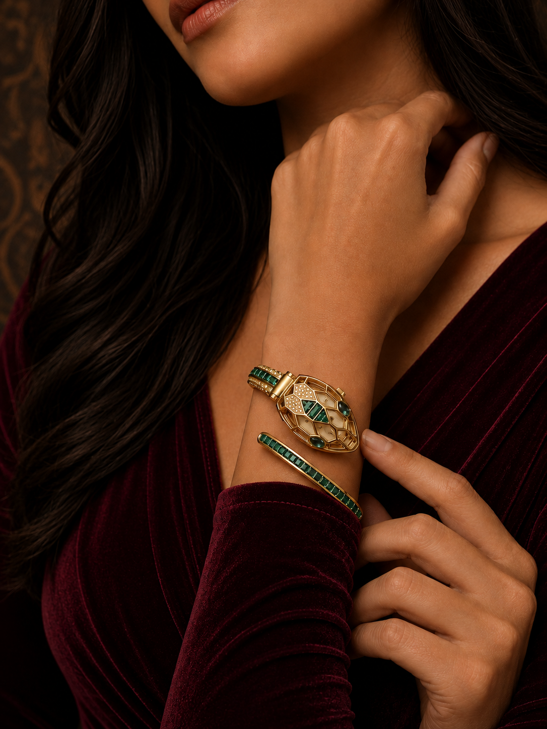 Golden Serpent Crystal Watch