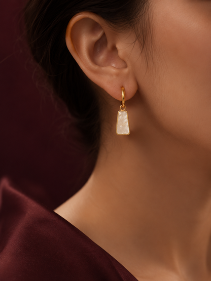 White Marble Inlay Earrings