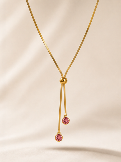 Rose Drop Slider Necklace