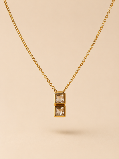 Double Stone Pendant Necklace