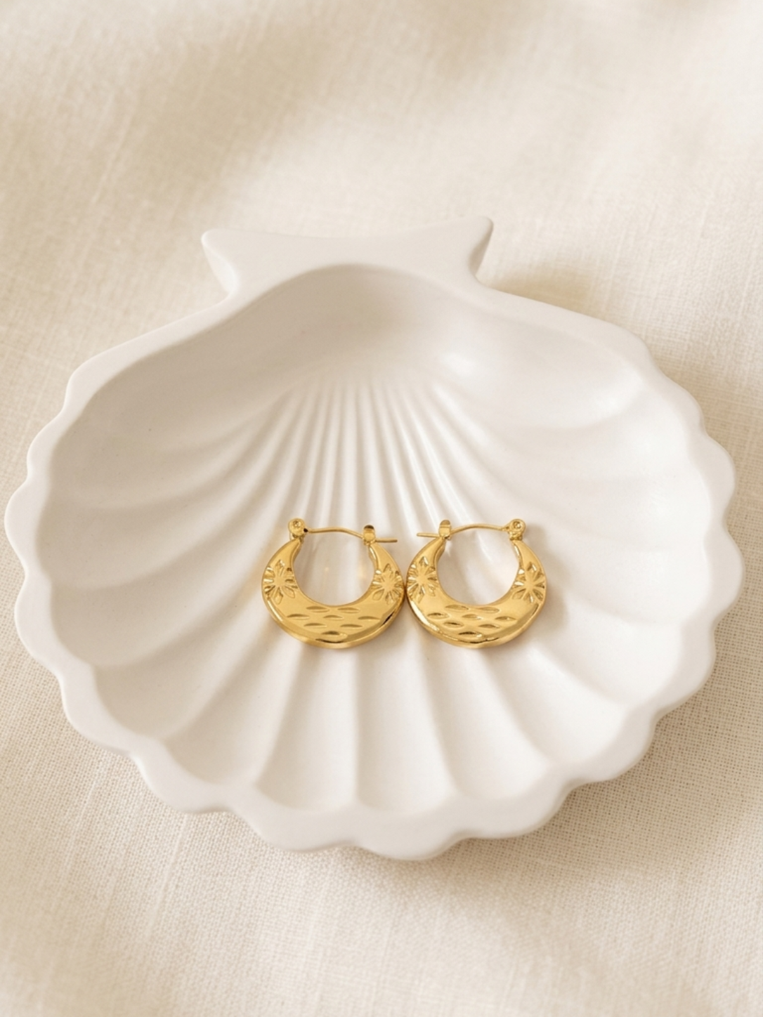 Textured Gold Hoop Earrings