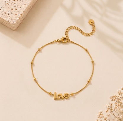 Golden LOVE Word Anklet