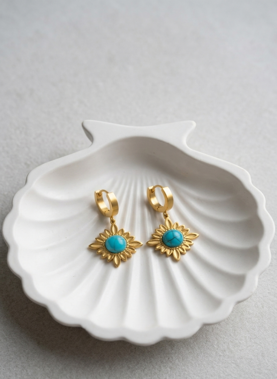 Turquoise Sunburst Drop Hoops