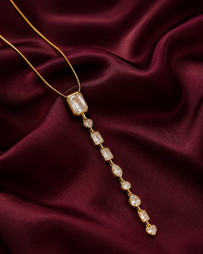 Multi-Cut Crystal Vertical Drop Pendant Necklace